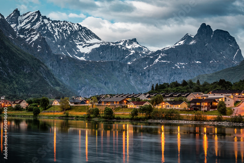 Village under mountains in Norway