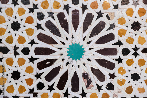 Details in Saadiens Tombs in Marrakech, Morocco photo