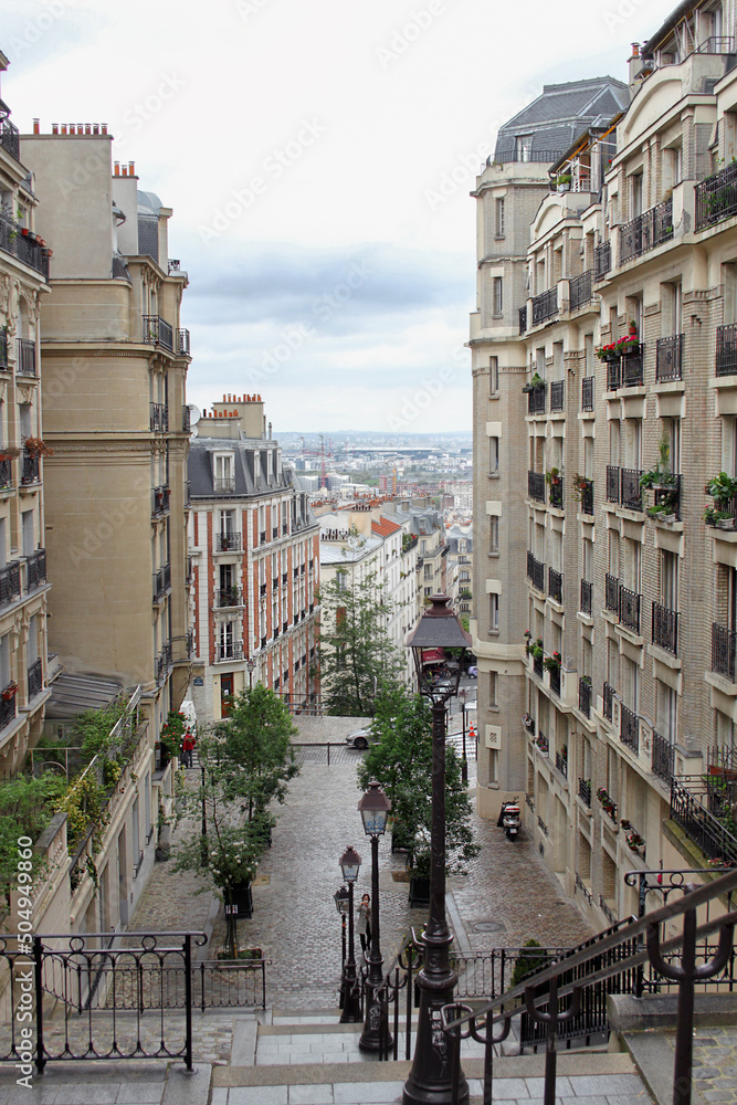 Narrow stairs in street of Montmartre