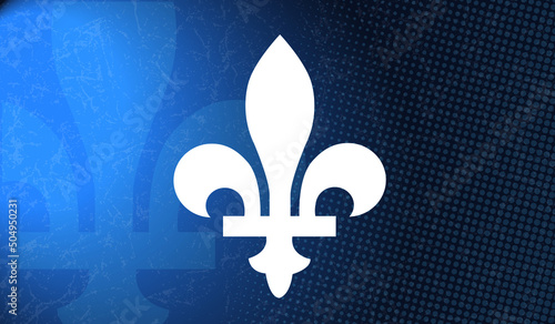 Quebec province of Canada emblem over blue abstract background