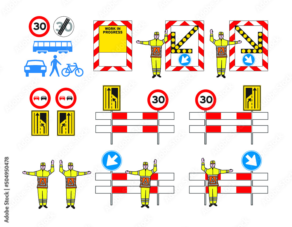 Set of traffic control symbols and objects