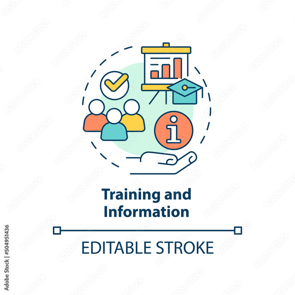 Training and information concept icon. Cooperative principle abstract idea thin line illustration. Providing education. Isolated outline drawing. Editable stroke. Arial, Myriad Pro-Bold fonts used