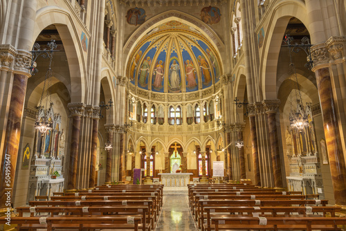 BARI  ITALY - MARCH 3  2022  The nave of church Chiesa dell Immacolata.