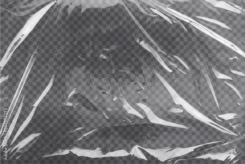 Realistic plastic wrap texture . Stretched polyethylene cover