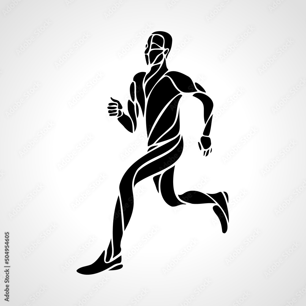 Fototapeta premium Runner or jogging. Abstract Vector silhouette of runnig man