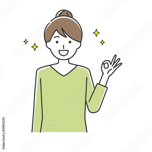 OKサインをする若い女性