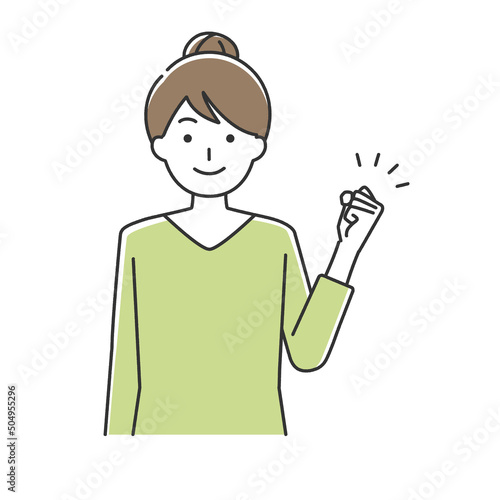 ガッツポーズの若い女性
