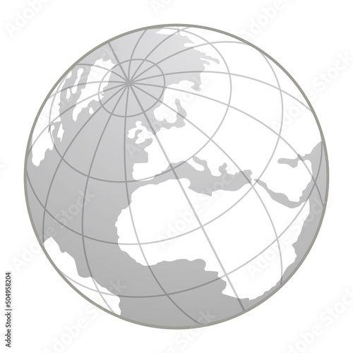 地図素材。球体の地球。フラットデザイン。