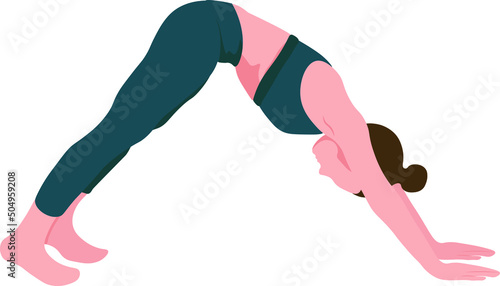 Tablou canvas Yoga time concept, beautiful woman doing yoga exercise vector illustration