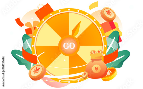 Big turntable lottery, financial business vector illustration