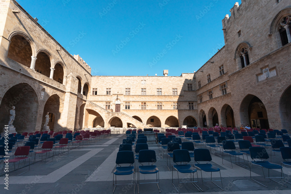 Courtyard in the palace of the Grand Master in Rhodes, Greece