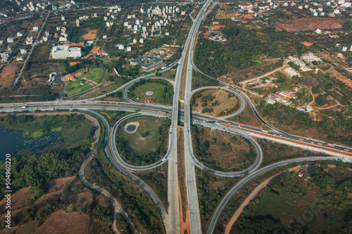 Fotografía Bangalore City Aerial View - Beautiful Aerial view of a nice road cloverleaf