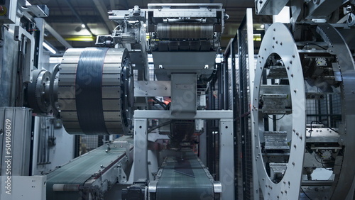 Modern tire production machine working process in technological workshop