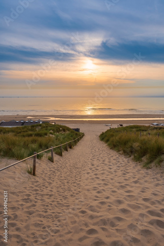 View of the dune landscape near Egmond aan Zee/Netherlands on the North Sea on a sunny day photo