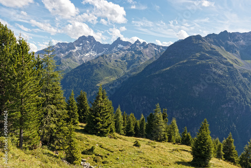 View of the peaks of the Pitztal valley, Kaunergrat, Oetztal Alps, Tyrol, Austria Europe