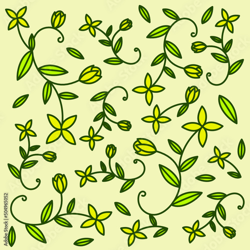 Luxury Nature Flower green background vector. Floral Seamless pattern design