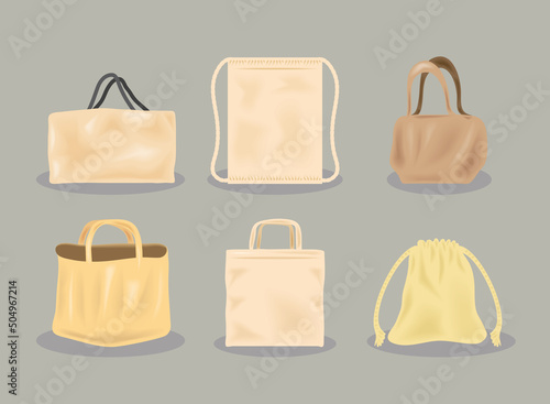 realistic fabric bags