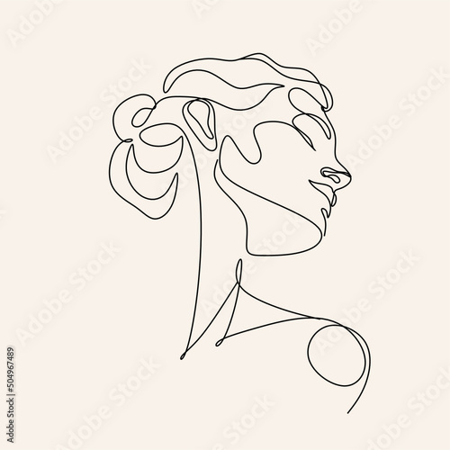 Abstract woman face line drawing. Line art Print. Cosmetics logo. Fashion sketch