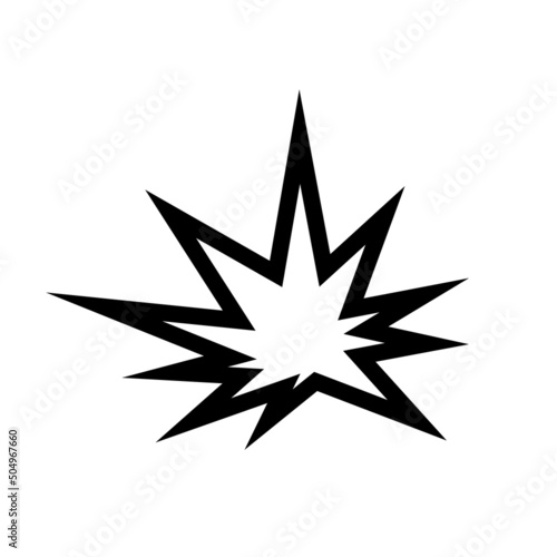 Explosion black vector icon, bang symbol on white photo