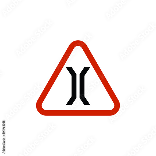 narrow bridge, sign, symbol, warning, bridge, road, transportation, caution