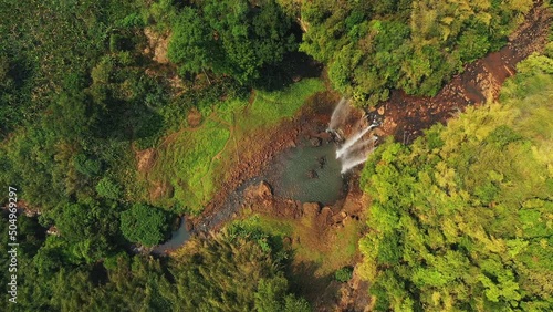 The panoramic view of Tad Tayicsua waterfalls in Asia, Laos, Champasak, Bolovens plateau, on a sunny day. photo