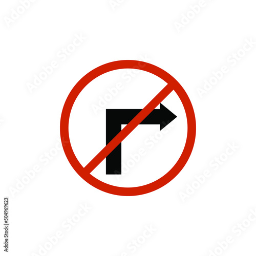 Sign, arrow, no, right, traffic, symbol, turn, icon, warning, direction