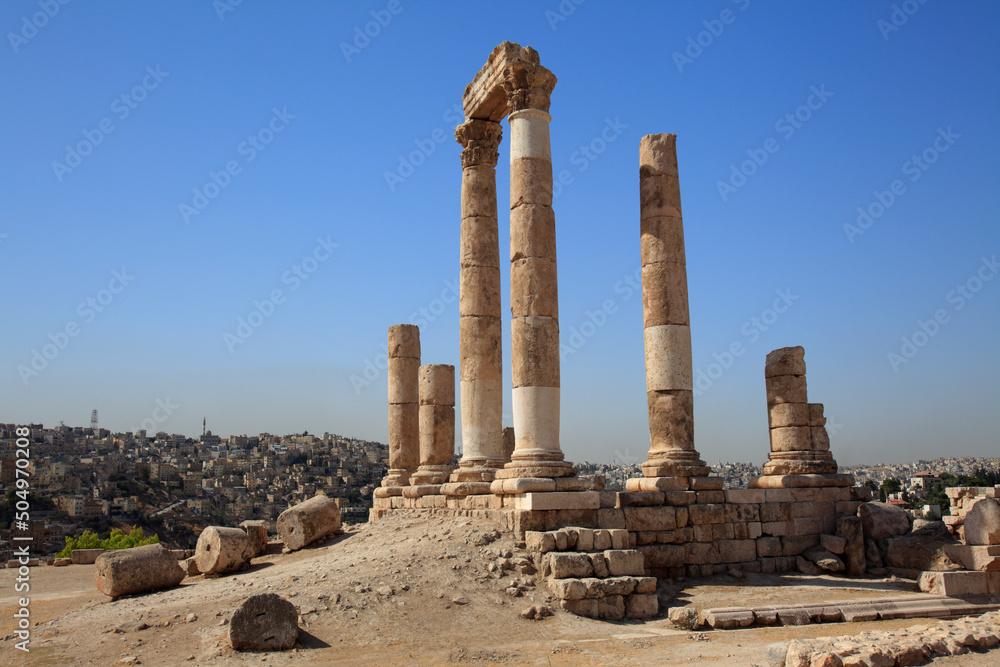 Remains of the Temple of Hercules on the Citadel mountain, Amman, Jordan