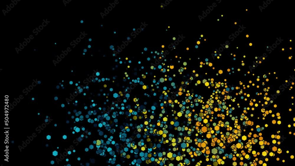 Blue and orange tech geometric hexagons abstract motion background. Seamless looping. Video animation Ultra HD 4K 3840x2160