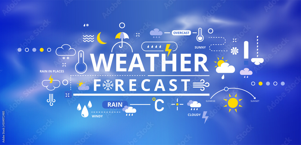 Sunny and rainy day. Weather forecast icon. Meteorological sign