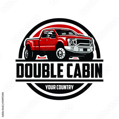 Double cabin emblem circle logo vector isolated in white background