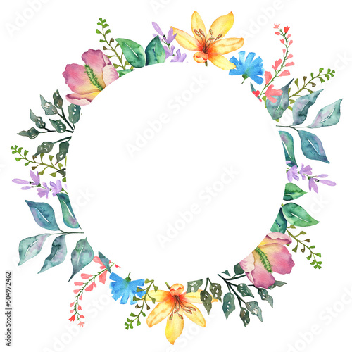 Watercolor Summer Floral Digital art Logo Card Wedding Invitations