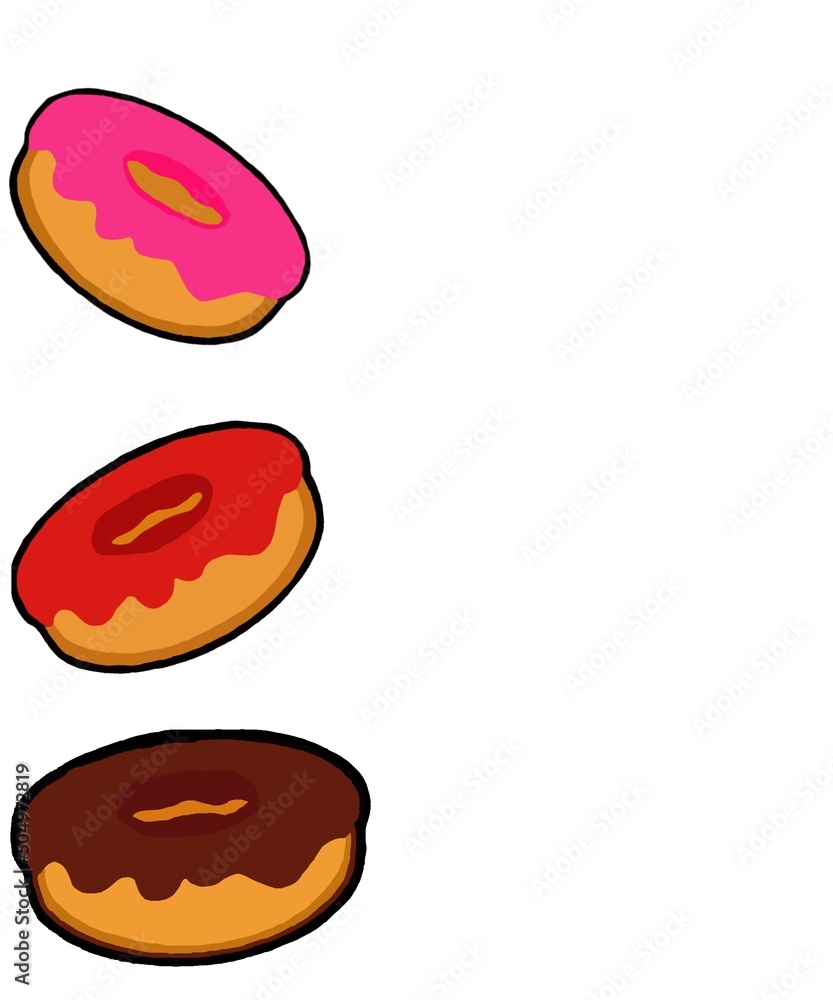 illustration of a donut. Donuts that are painted with icing. Donut illustration for banners, coffee shop, bakery. illustration of a donut. Donuts that are painted with icing. Donut illustration for banners, coffee shop, bakery.