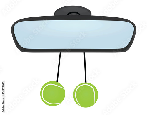 Tennis  balls on mirror. vector