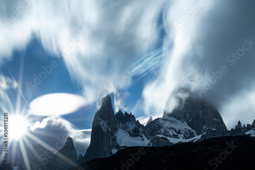 The iconic Cerro Fitzroy creates its own weather, often shrouded photo