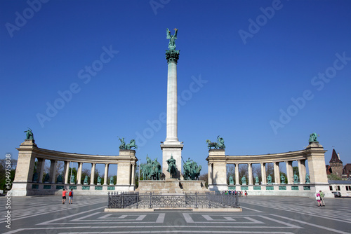 Photography Heroes' Square and Millennium Memorial monument, Budapest, Hungary