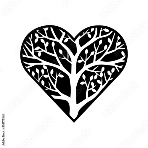 Heart Tree Wall Crafts Decor Silhouette photo