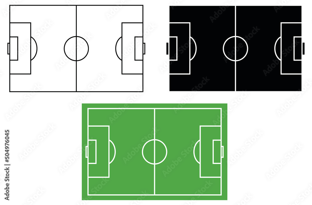 Soccer / Football Field Layout Diagram Clipart Set - Outline ...