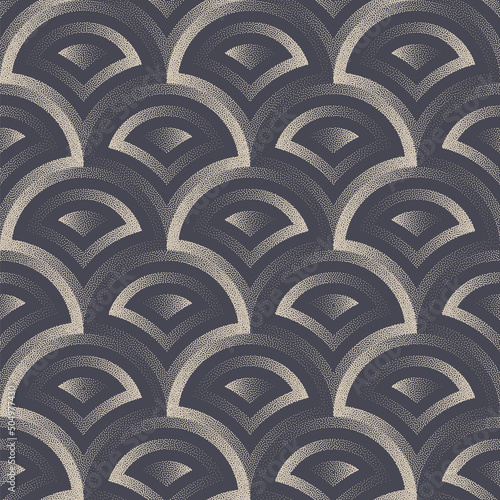 Authentic Japanese Seamless Pattern Vector Elegant Oriental Abstract Background. Asian Aristocratic Geometric Royal Scale Ornament Repetitive Gray Wallpaper. Ornamental Folk Motif Art Illustration