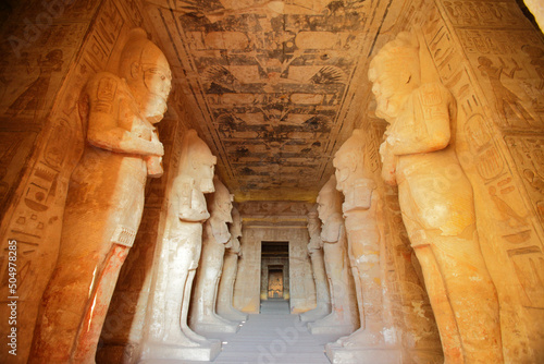 The hypostyle hall of the Great Temple, with Osiris pillars, Abu Simbel, Aswan, Egypt photo