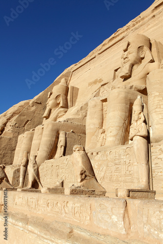 Statues of Ramesses II at Abu Simbel temple  Egypt