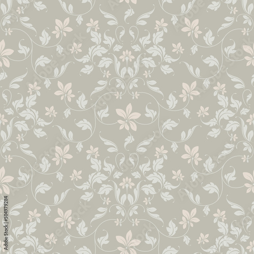 Beige seamless floral pattern. Classic decorative pattern.