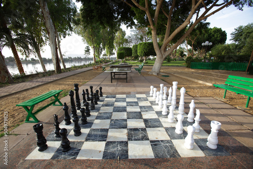 Giant chessboard at Maritim Jolie Ville Kings Island, Luxor, Egypt