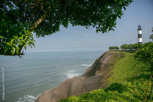 The Pacific Ocean warms the shores of Lima, the capital of Peru. Beautiful urban nature in latin America. photo