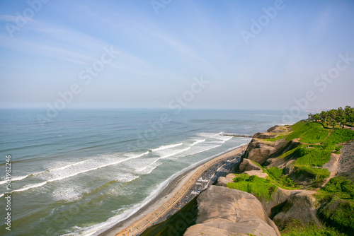 The Pacific Ocean warms the shores of Lima, the capital of Peru. Beautiful urban nature in latin America. photo