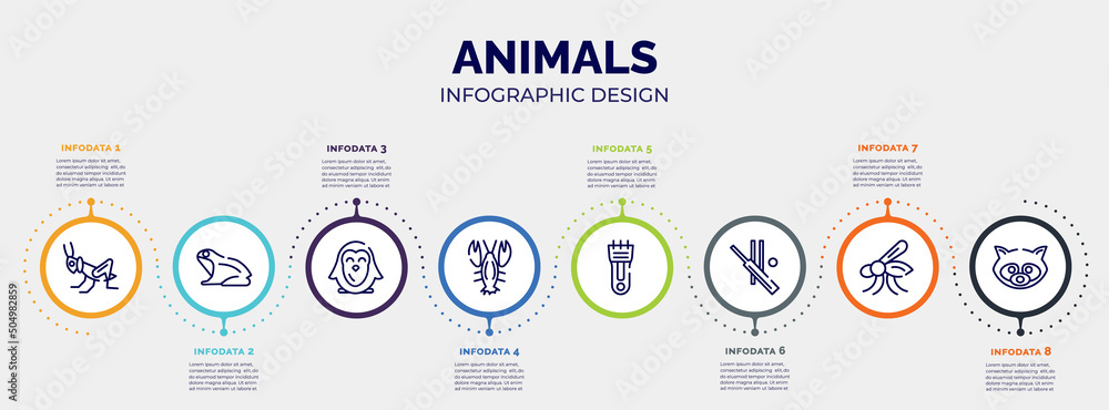 infographic for animals concept. vector infographic template with icons and 8 option or steps. included grasshopper, frog, penguin, lobster, hair clipper, cricket, mosquito, raccoon editable vector. infographic for animals concept. vector infographic template with icons and 8 option or steps. included grasshopper, frog, penguin, lobster, hair clipper, cricket, mosquito, raccoon editable vector.