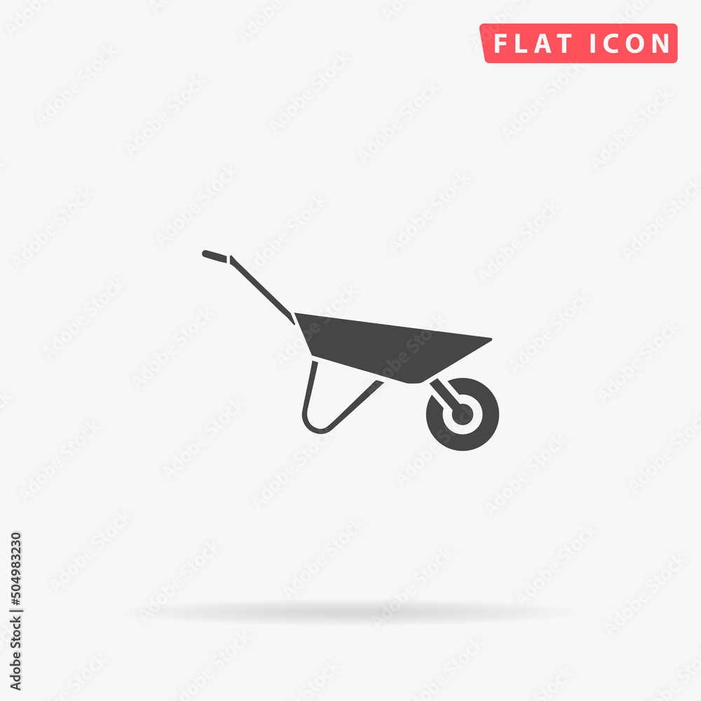Wheelbarrow cart flat vector icon Wheelbarrow cart flat vector icon