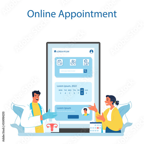 Obstetrician online service or platform. Gynecologist doctor examining