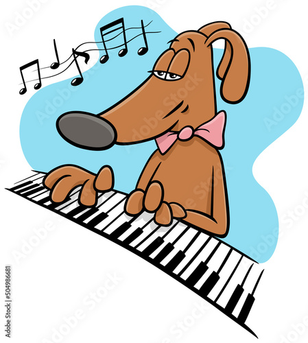 cartoon dog comic animal character playing the piano