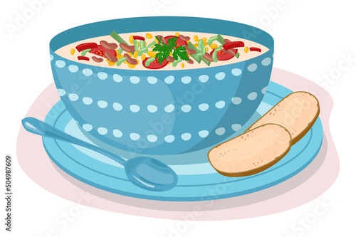 Succotash illustration. North American indigenous people vegetable