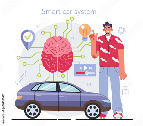 Self driving and electric car development. Artificial intelligence